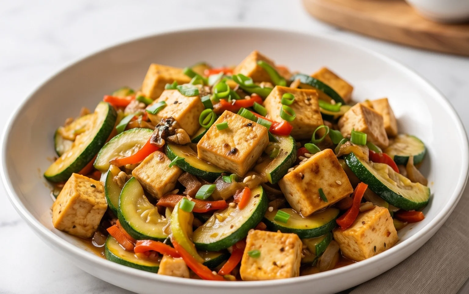Zucchini Stir Fry With Tofu (Vegan)