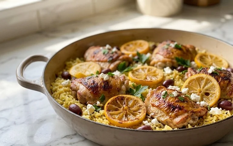 Greek Chicken and Lemon Rice (30 Minutes, One-Pot)