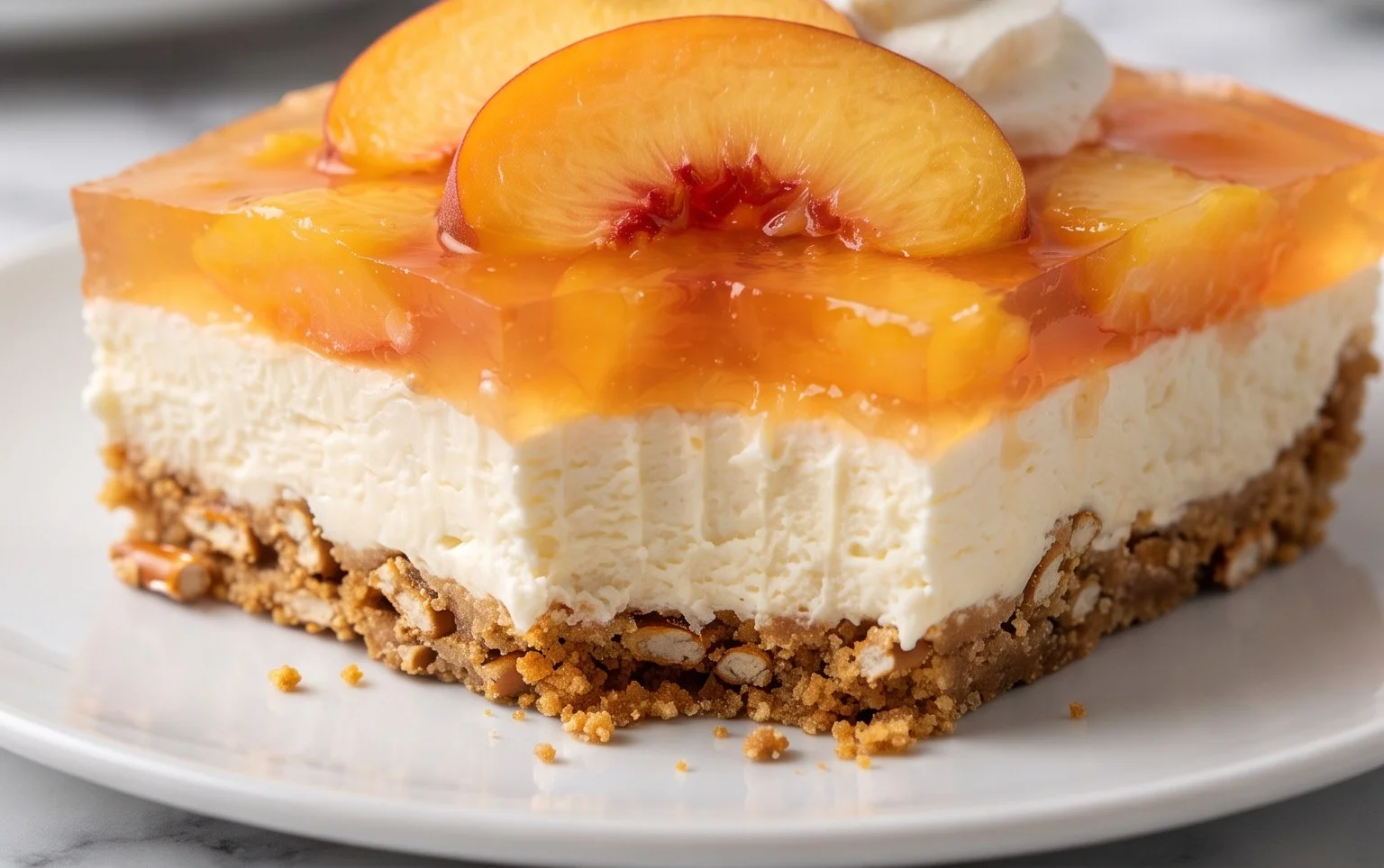 Peach Pretzel Salad Dessert