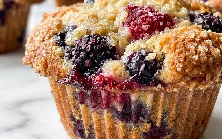 Bakery Style Mixed Berry Muffins | with Frozen Berries