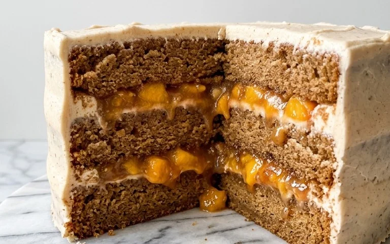 Brown Sugar Layer Cake with Peach Filling