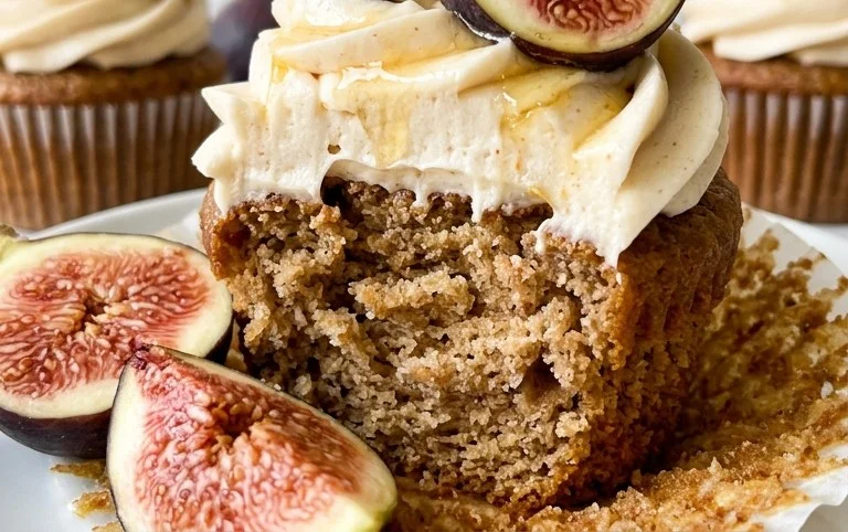 Fig Cupcakes with Honey Cream Cheese Frosting
