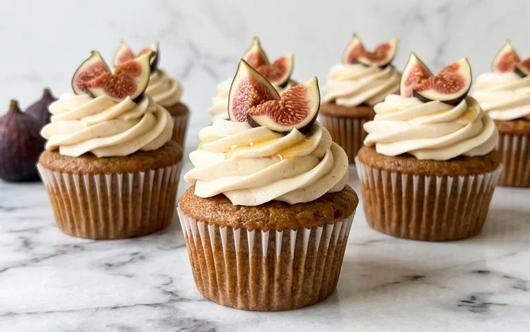 Fig Cupcakes with Honey Cream Cheese Frosting