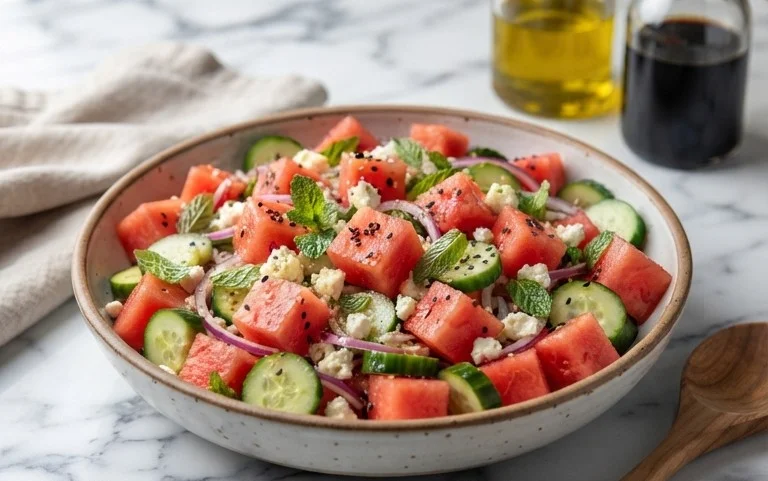 Watermelon Salad with Cucumber and Feta