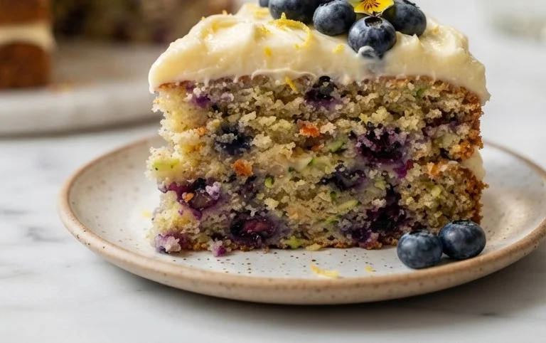 Blueberry Zucchini Cake with Lemon Buttercream
