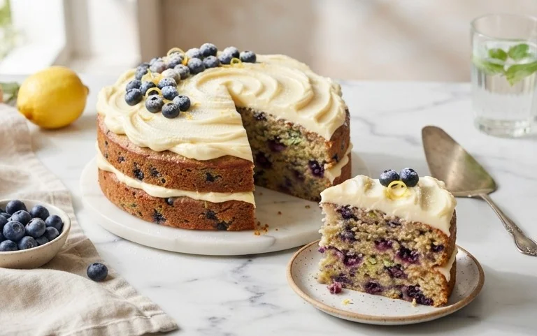 Blueberry Zucchini Cake with Lemon Buttercream