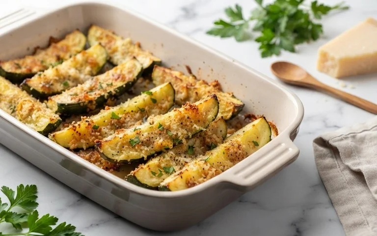 Irresistibly Crunchy Garlic Parmesan Roasted Zucchini