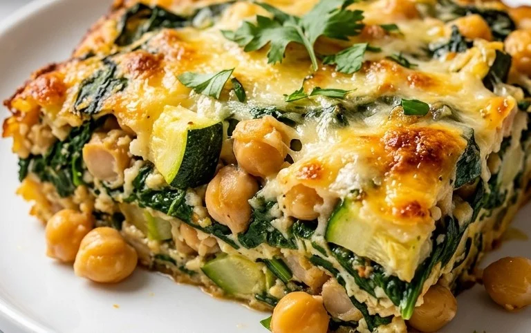 Spinach Zucchini Chickpea Bake